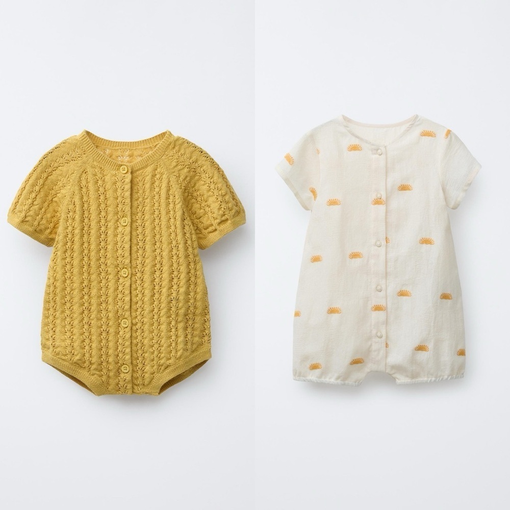 Zara Baby Knit Texture Jumpsuit & Sun ☀️ Romper